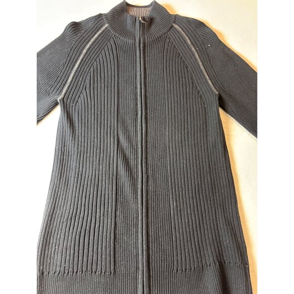 Inc Zip-Up Ribbed Knit Cardigan Sweater Size L Black - Picture 2 of 11